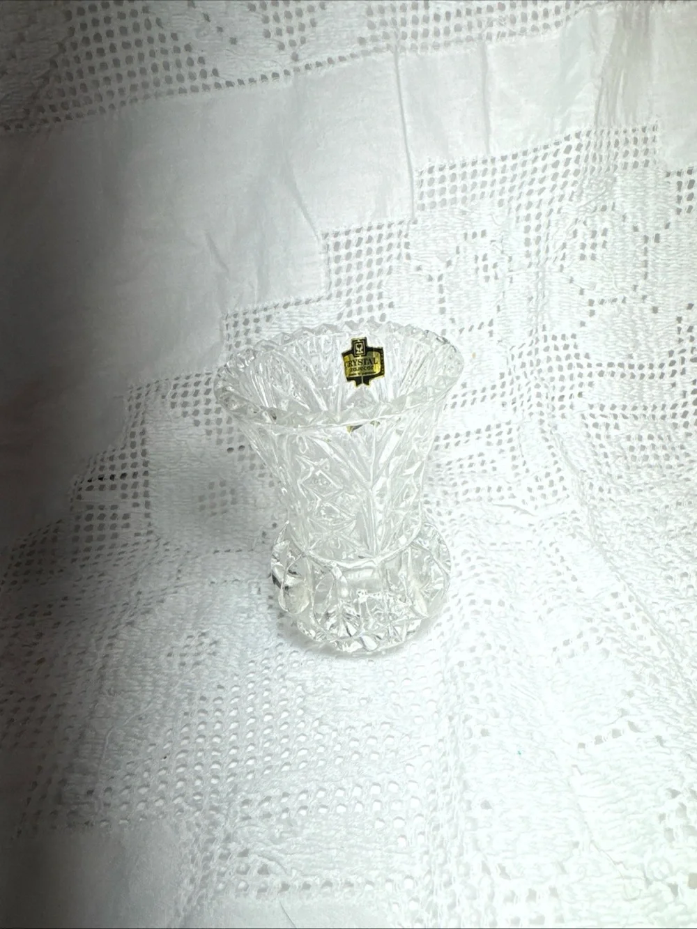 Lead Crystal-Style Clear Cut Glass Bud Vase -